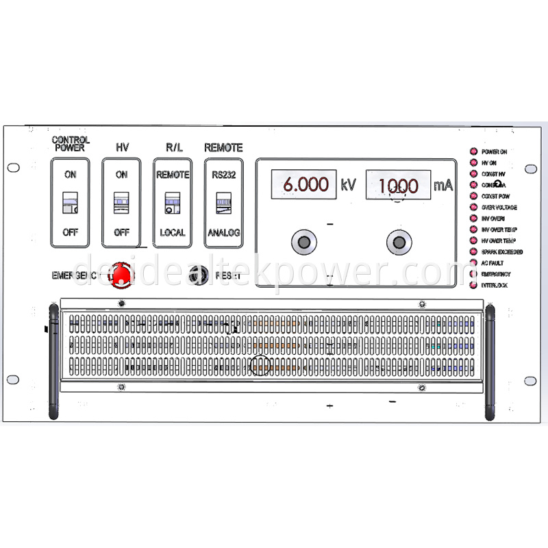 6U Rack Mount High Voltage Charging Power Supply Front Panel